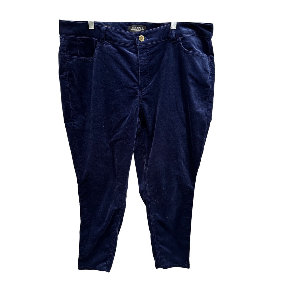 Talbots Womens Navy Blue‎ Velvet Flawless Five Pocket Jegging Pants Size 18WP